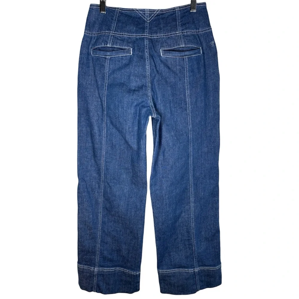 Pilcro Anthropologie Seamed High Rise Wide Leg Jeans Pants Size Petite 27 Dark - Picture 6 of 14